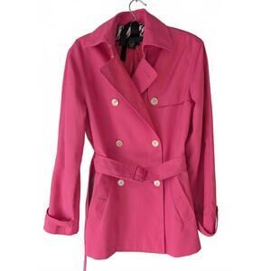 Pink Double-Breasted Trench Coat with Belt